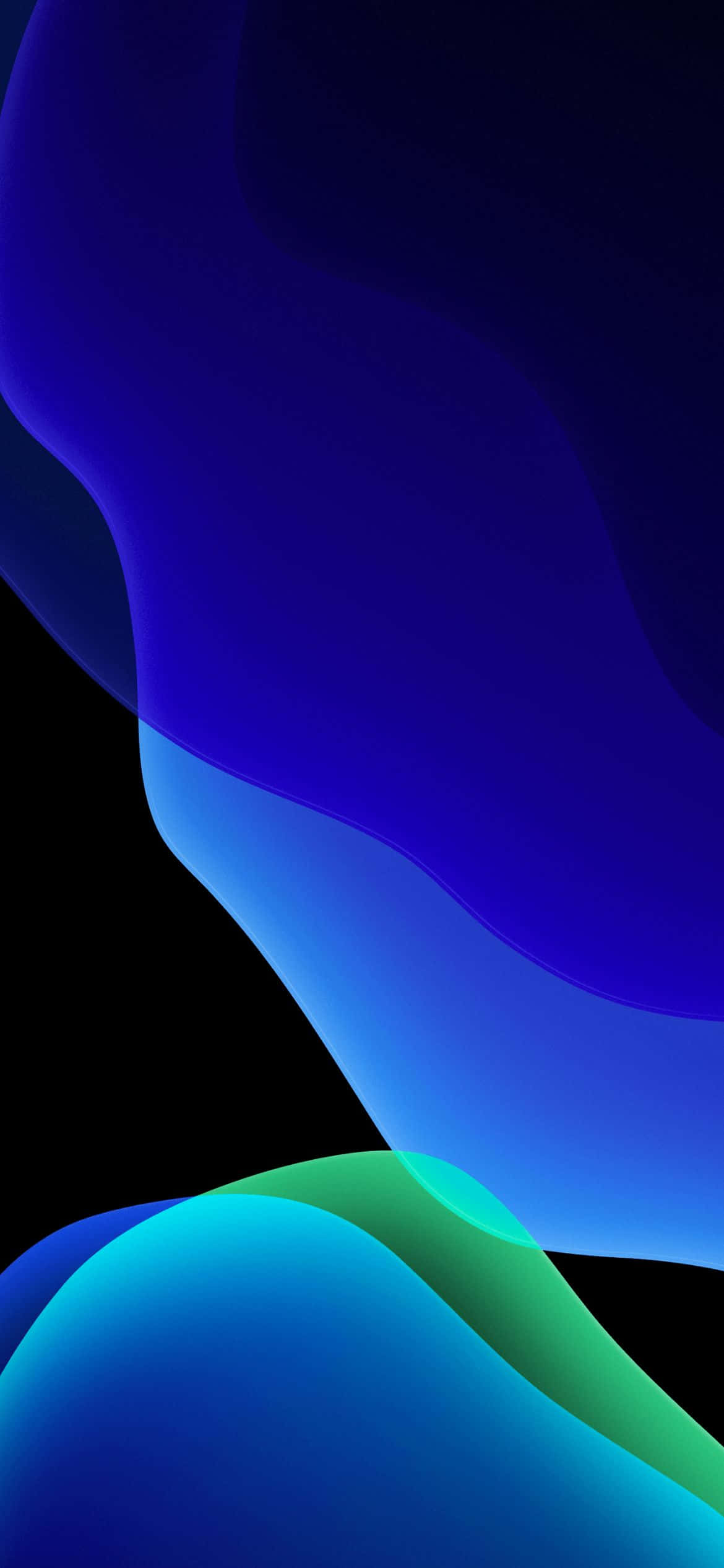 抽象數位藝術作品，黑色背景上流動著藍色和藍綠色的波浪。 — 暗色抽象動態圖 壁紙