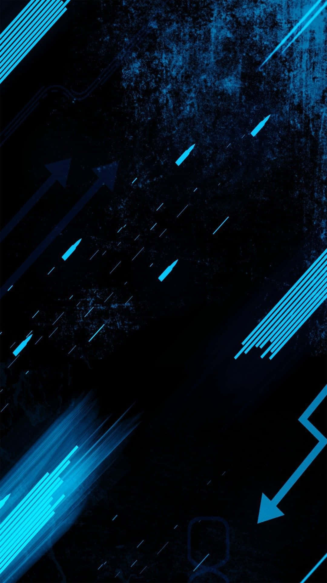Blue Amoled 桌布 壁紙 — 充滿活力的藍色數位箭頭在紋理深色背景上劃過，形成動態科技主題構圖。
