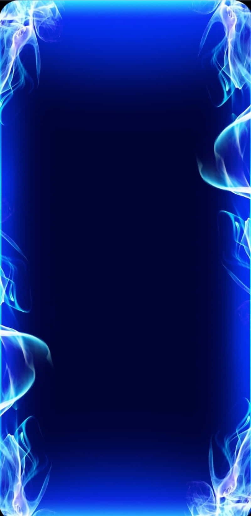 Blue Color 桌布 壁紙 — 充滿活力的藍色發光煙霧在深海軍藍背景上形成動態邊框。