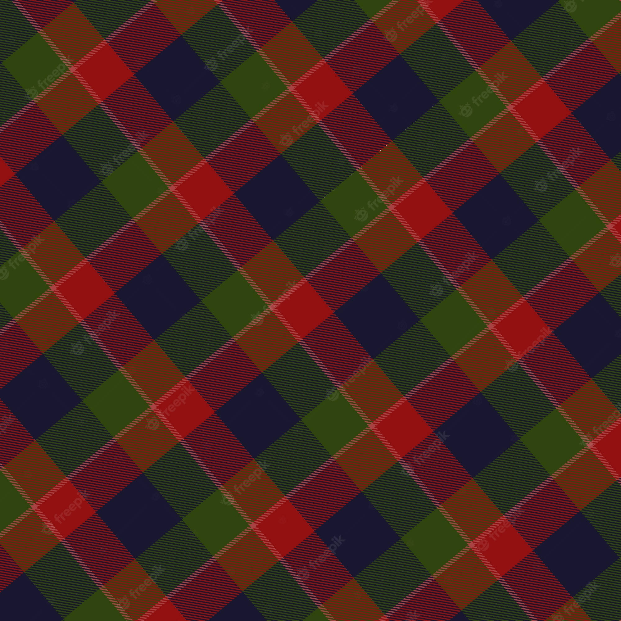 Plaid 桌布 壁紙 — 充滿活力的蘇格蘭格紋圖案，大膽的紅、綠、海軍藍方格被細白線交錯。