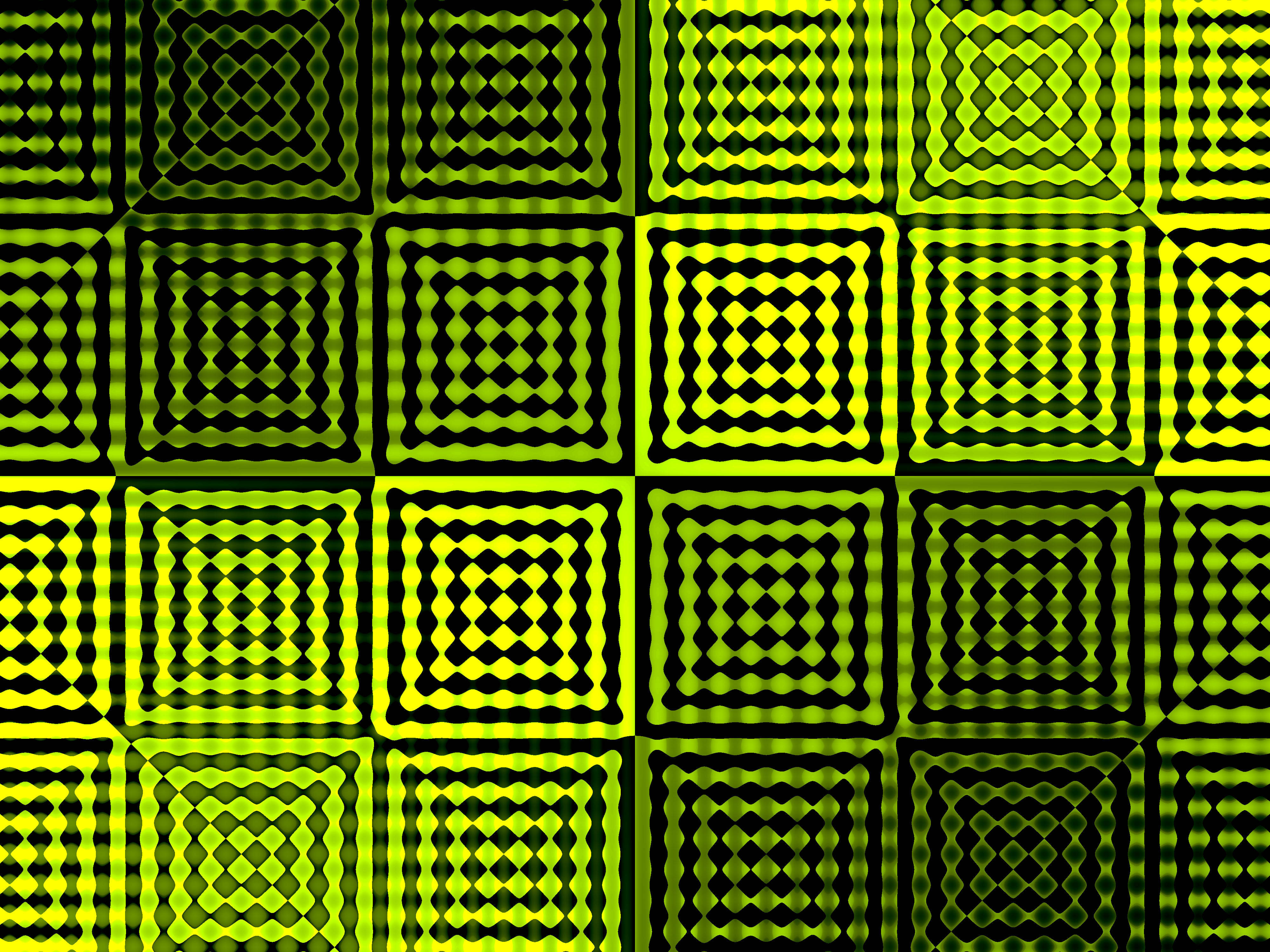 Geometric 桌布 壁紙 — 充滿活力的螢光綠和黑色幾何正方形創造出催眠般的視錯覺圖案。