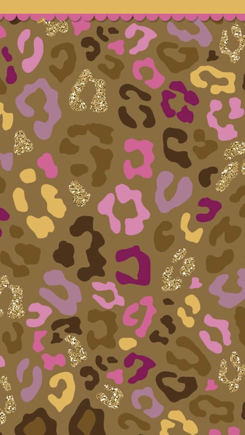 Animal Print 桌布 壁紙 — 充滿活力的豹紋壁紙，在棕色背景上帶有閃閃發光的金色點綴。