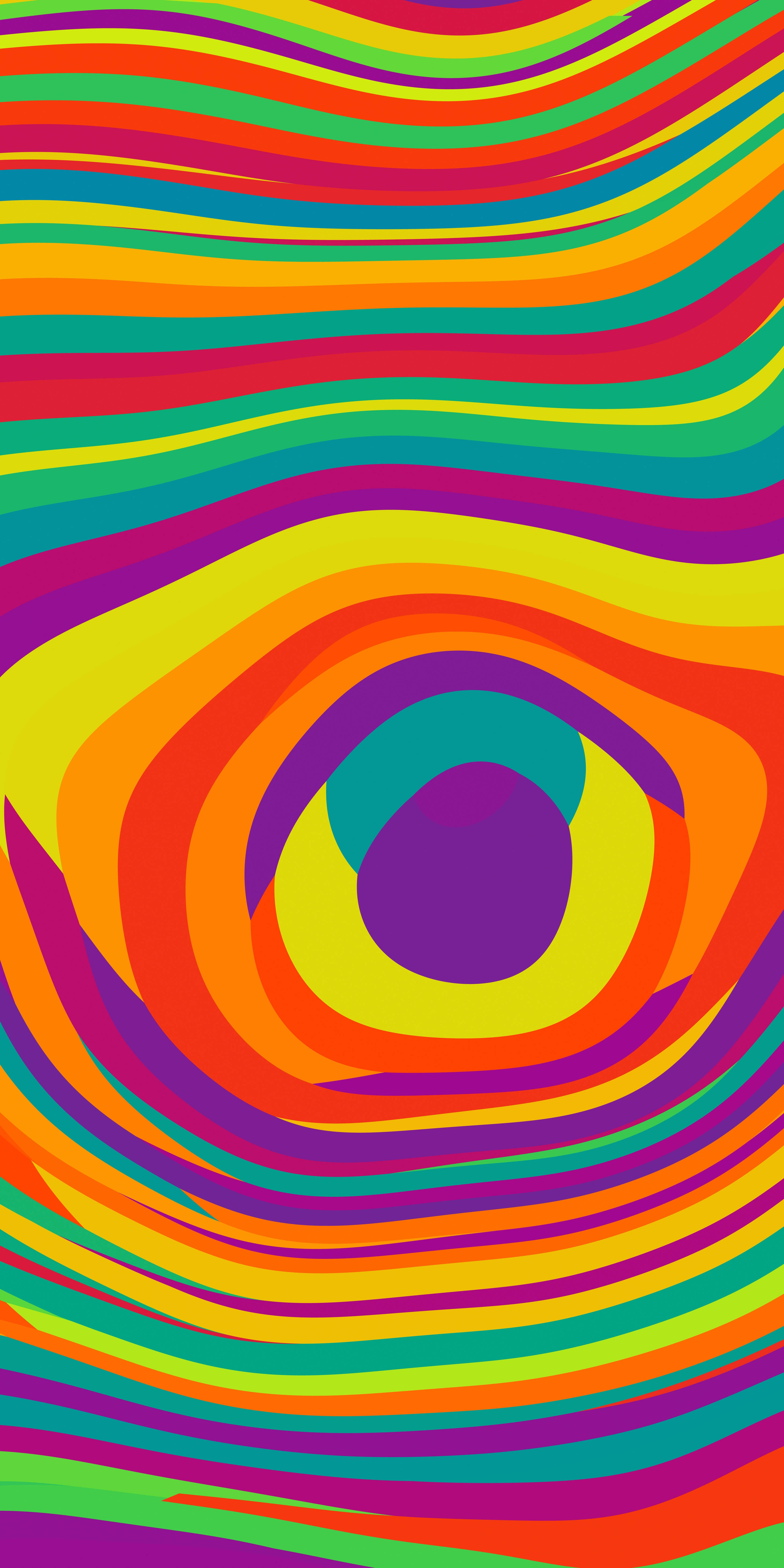 Stripes 桌布 壁紙 — 充滿活力的迷幻彩虹色漩渦匯聚成一個催眠般的眼睛狀渦旋。