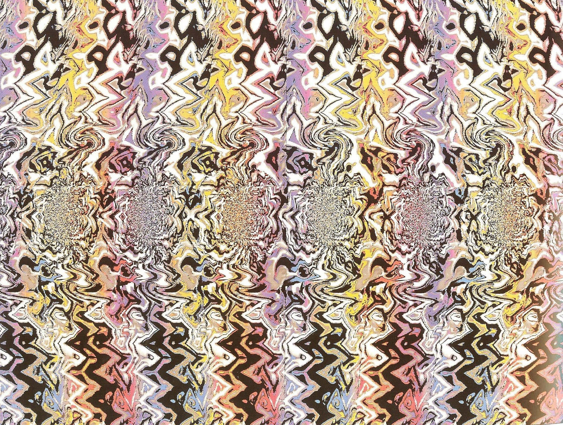zig-zag 桌布 壁紙 — 充滿活力的迷幻桌布，帶有溫暖黃色、粉紅色和棕色的漩渦抽象圖案，營造出催眠般的視覺效果。