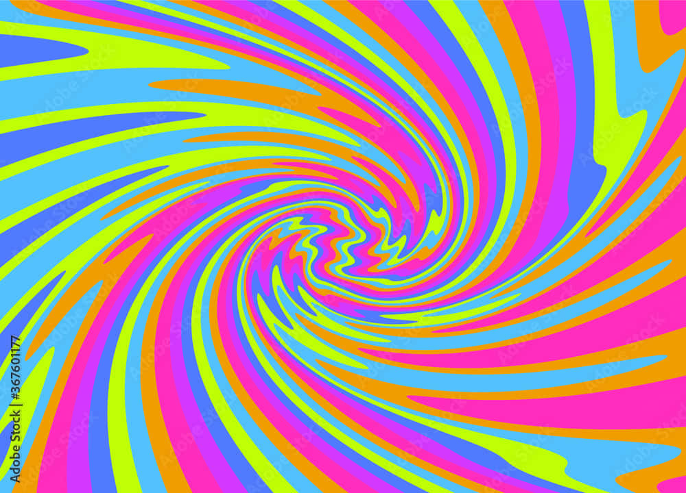 桌布 壁紙 — 充滿活力的迷幻漩渦，由螢光粉紅、藍、綠和橙色帶匯聚成催眠般的渦流。