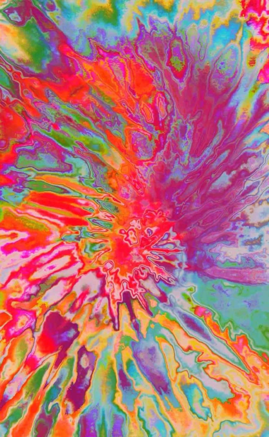 Colorful Abstract Art 桌布 壁紙 — 充滿活力的迷幻漩渦從中心點爆發，形成霓虹色彩的萬花筒。