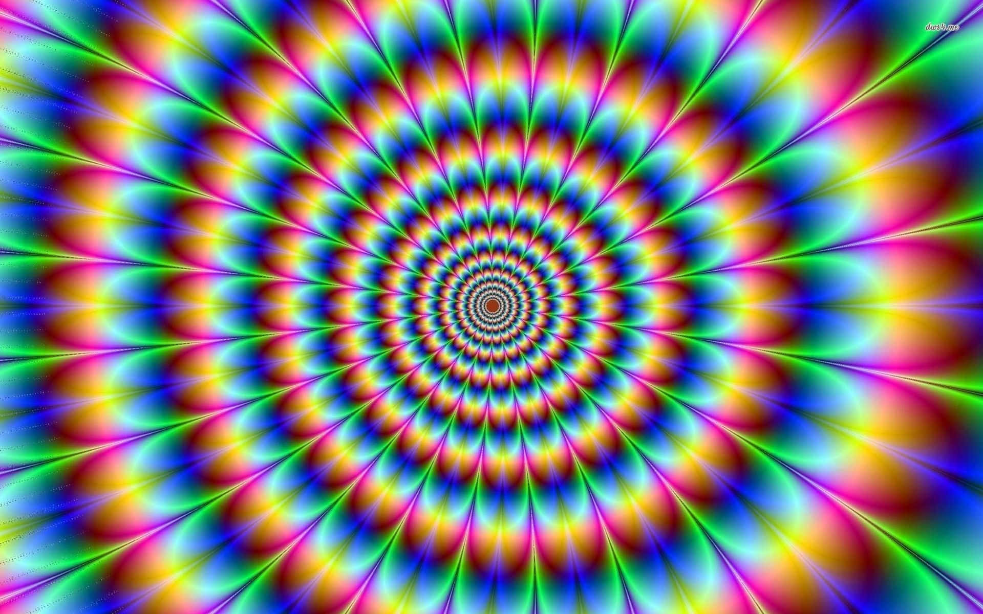 充滿活力的彩虹螺旋圖案，營造出催眠隧道效果。 — 迷幻動圖 壁紙