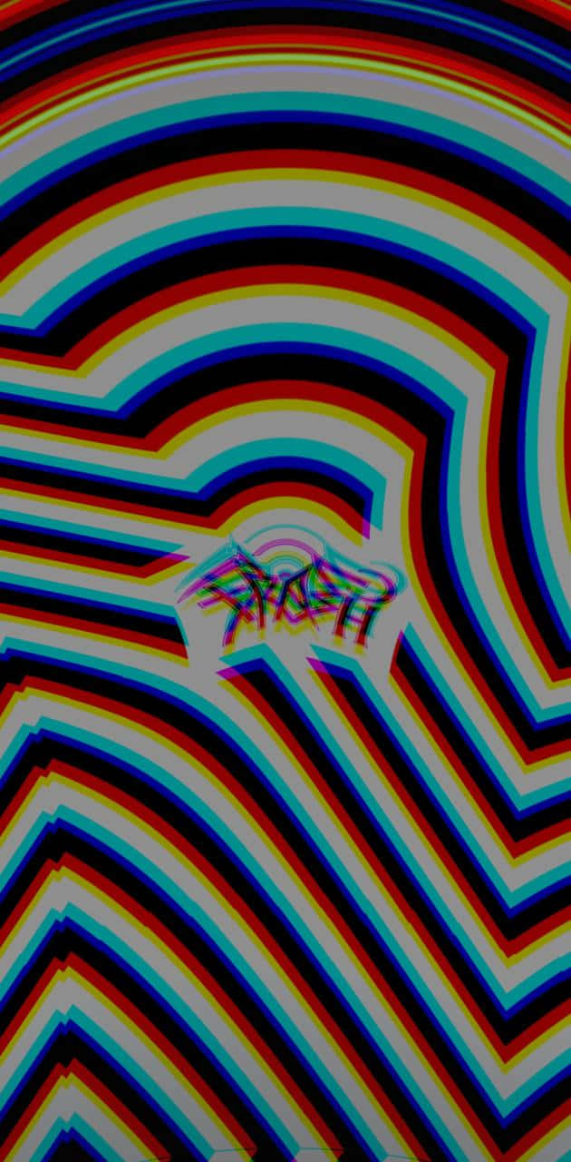 圖案 桌布 壁紙 — 充滿活力的迷幻鋸齒條紋從故障的中央扭曲向外輻射。