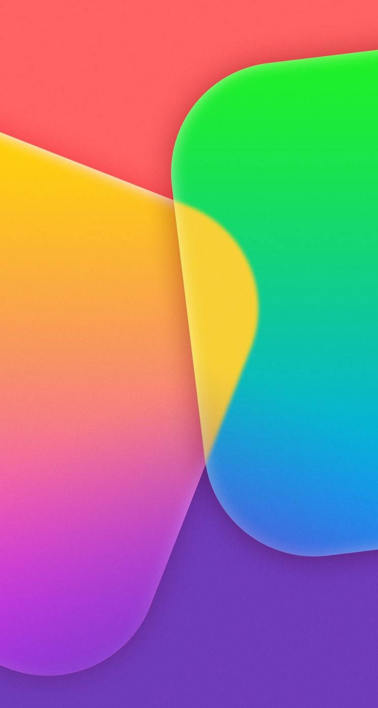 藝術 iPhone 桌布 壁紙 — 充滿活力的重疊圓形形狀，採用粉紅、黃、綠和藍色的漸變色調，營造出現代抽象構圖。