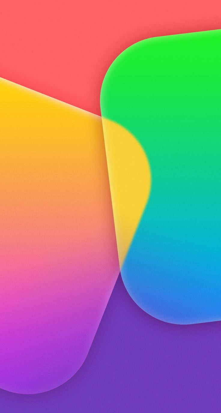 iOS 8 桌布 壁紙 — 充滿活力的重疊圓形形狀，採用粉紅、黃、綠、藍和紫色的漸變色調，營造出現代抽象構圖。