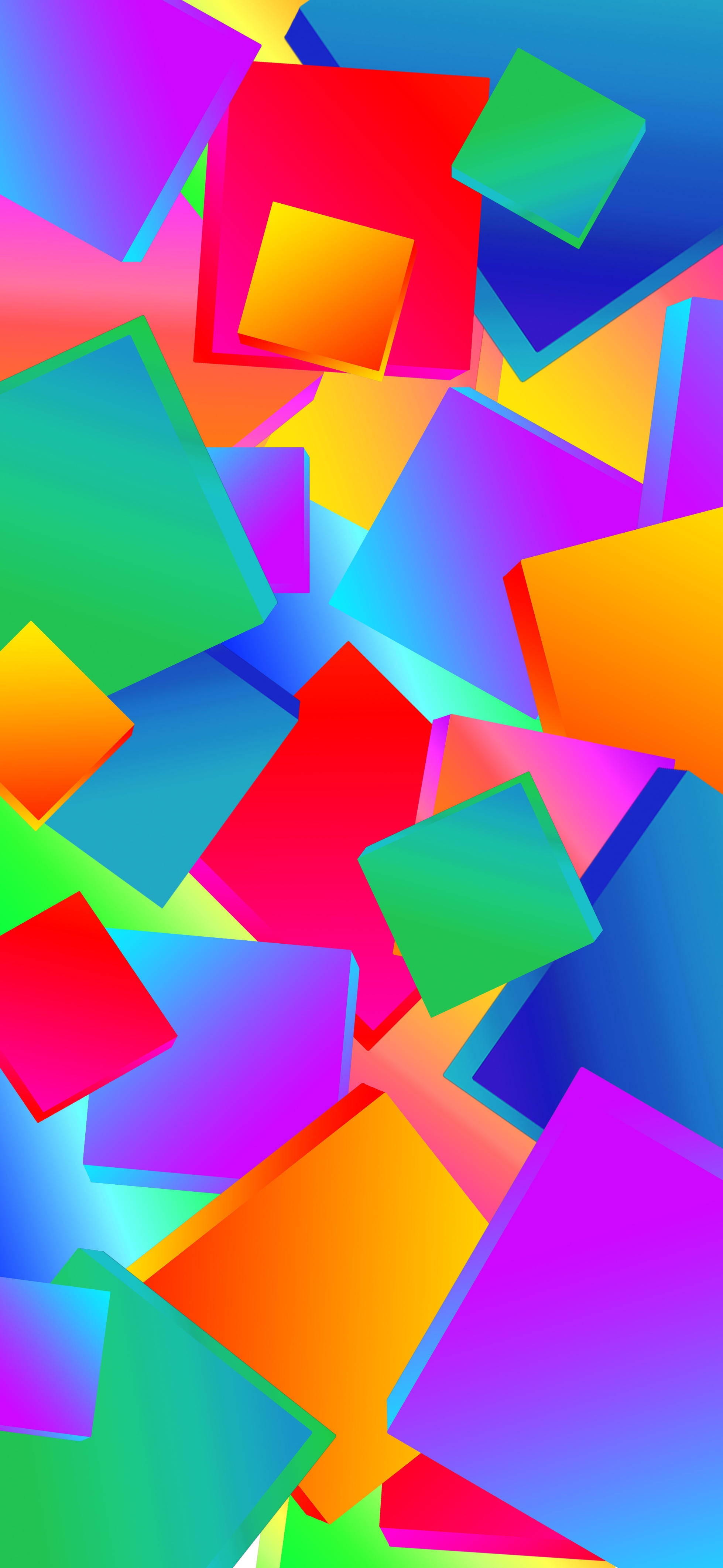 Geometric 桌布 壁紙 — 充滿活力的重疊幾何正方形，採用漸變色調，營造出動態的數位抽象構圖。