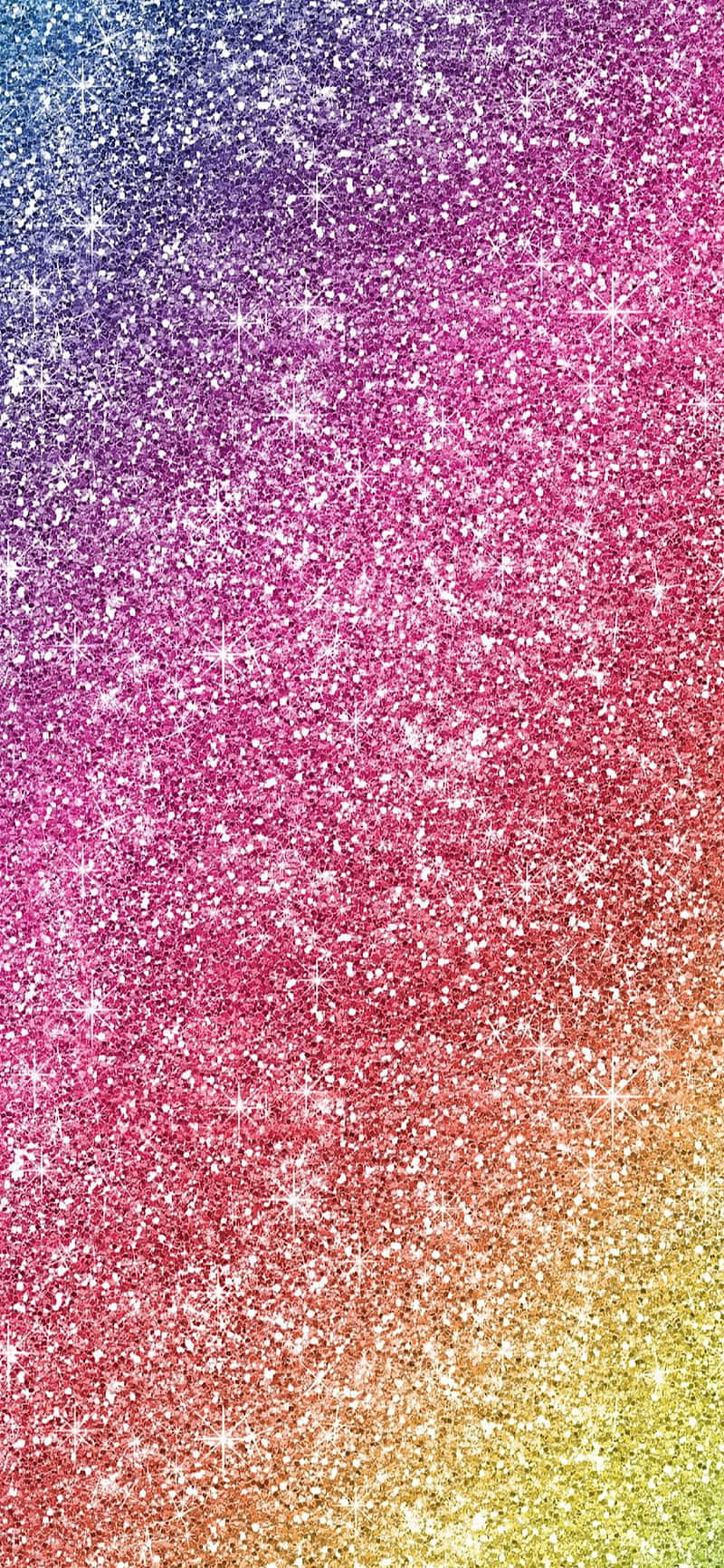 Rainbow Glitter 桌布 壁紙 — 充滿活力的閃粉漸層壁紙，從藍色過渡到粉紅色再到黃色，帶有閃爍的星爆效果。