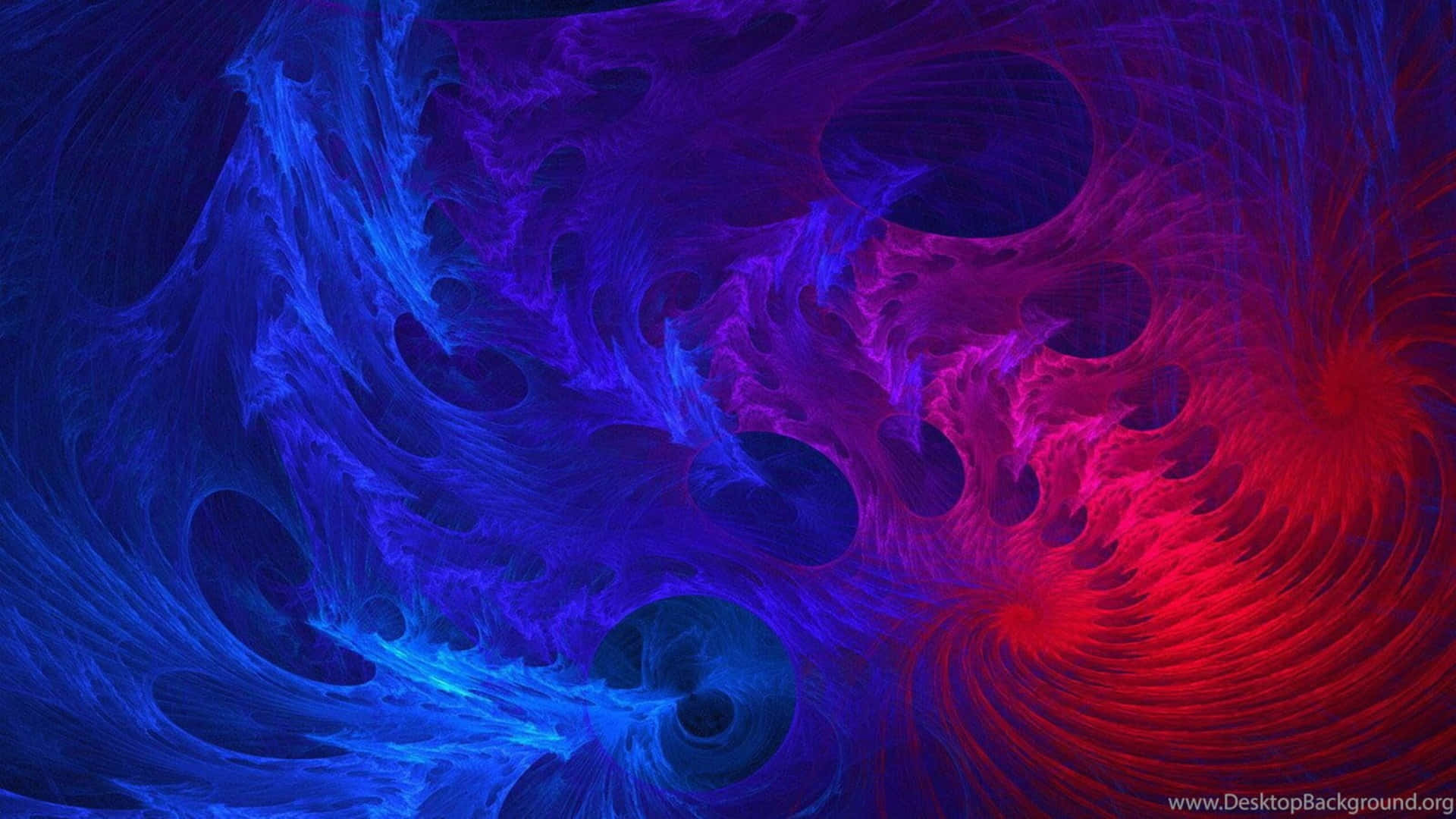動態分形藝術，帶有旋轉的藍色和紅色宇宙圖案。 — 抽象藝術動圖 壁紙