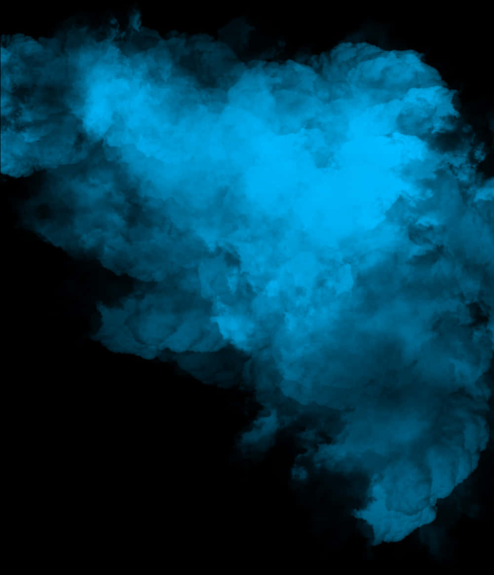 Cloud Aesthetic 桌布 壁紙 — 充滿活力的電藍色煙霧在純黑色背景上翻騰，營造出戲劇性和神秘的氛圍。