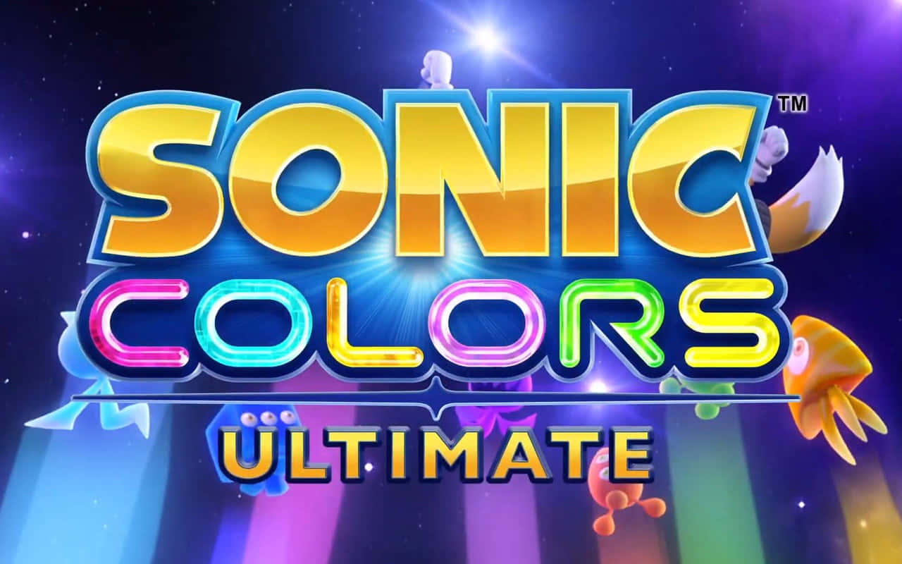 遊戲 桌布 壁紙 — 充滿活力的霓虹標題「Sonic Colors Ultimate」在宇宙星空中閃耀，漂浮著色彩繽紛的角色。
