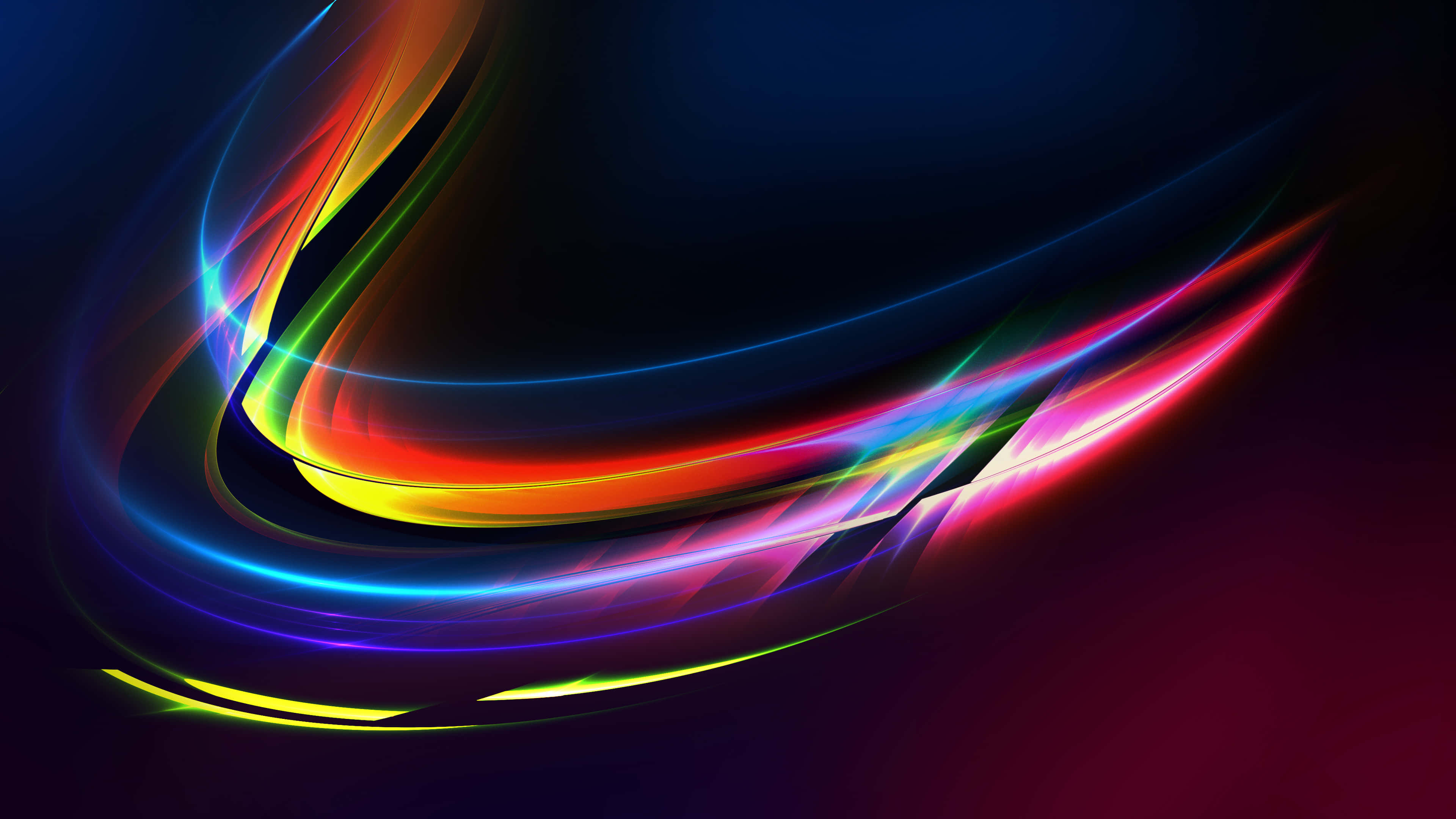 motion 桌布 壁紙 — 充滿活力的霓虹燈光條紋在深邃的宇宙黑暗背景上動態旋轉。