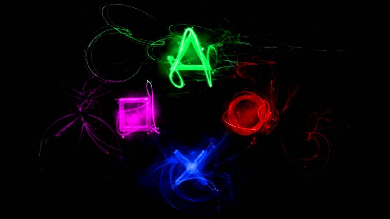 Xbox 桌布 壁紙 — 充滿活力的霓虹燈光軌跡在漆黑背景上形成發光的幾何形狀。