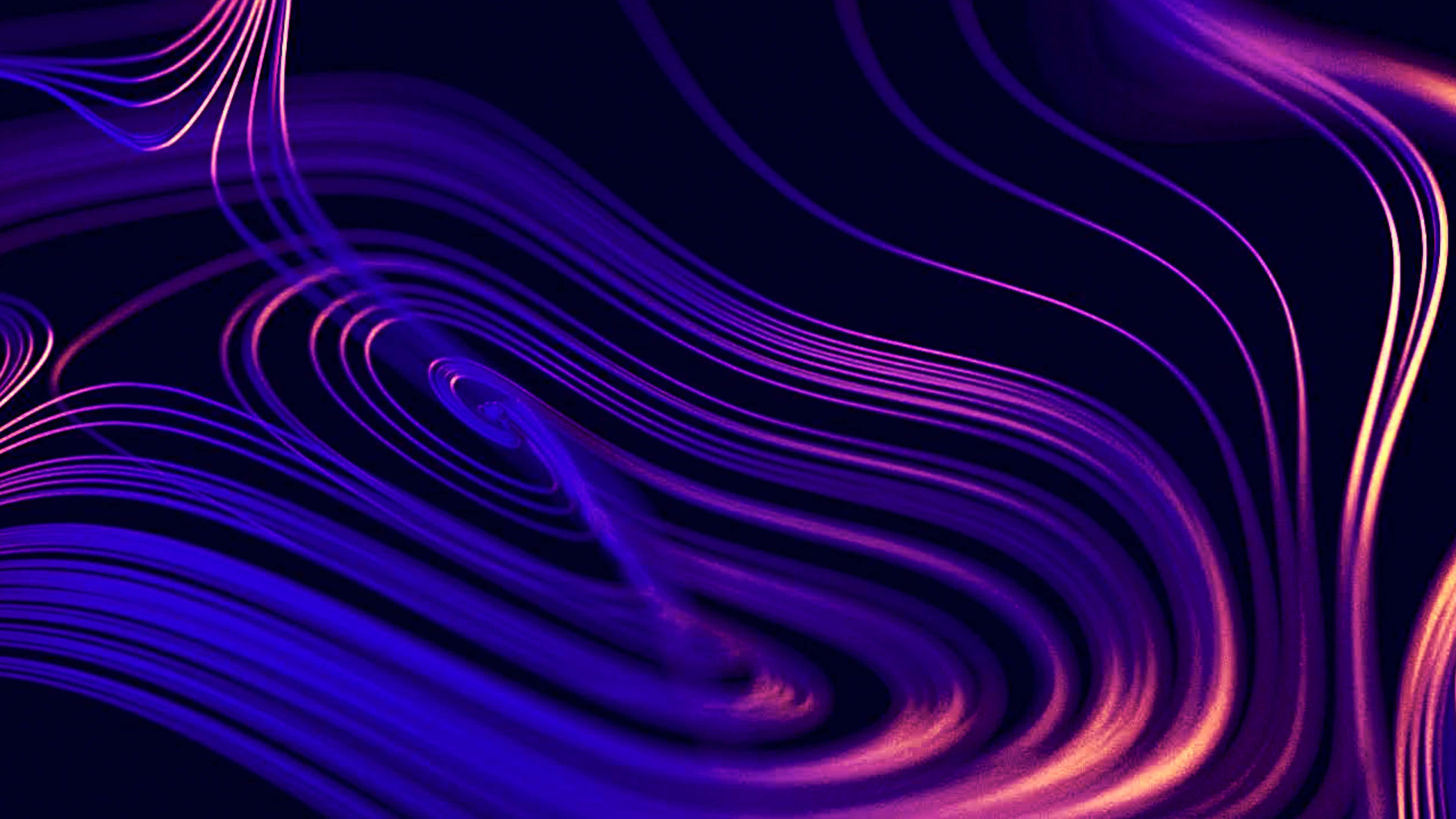 Xiaomi 桌布 壁紙 — 充滿活力的霓虹紫和橙色發光線條在黑暗背景上動態旋轉，形成迷人的數位抽象圖案。