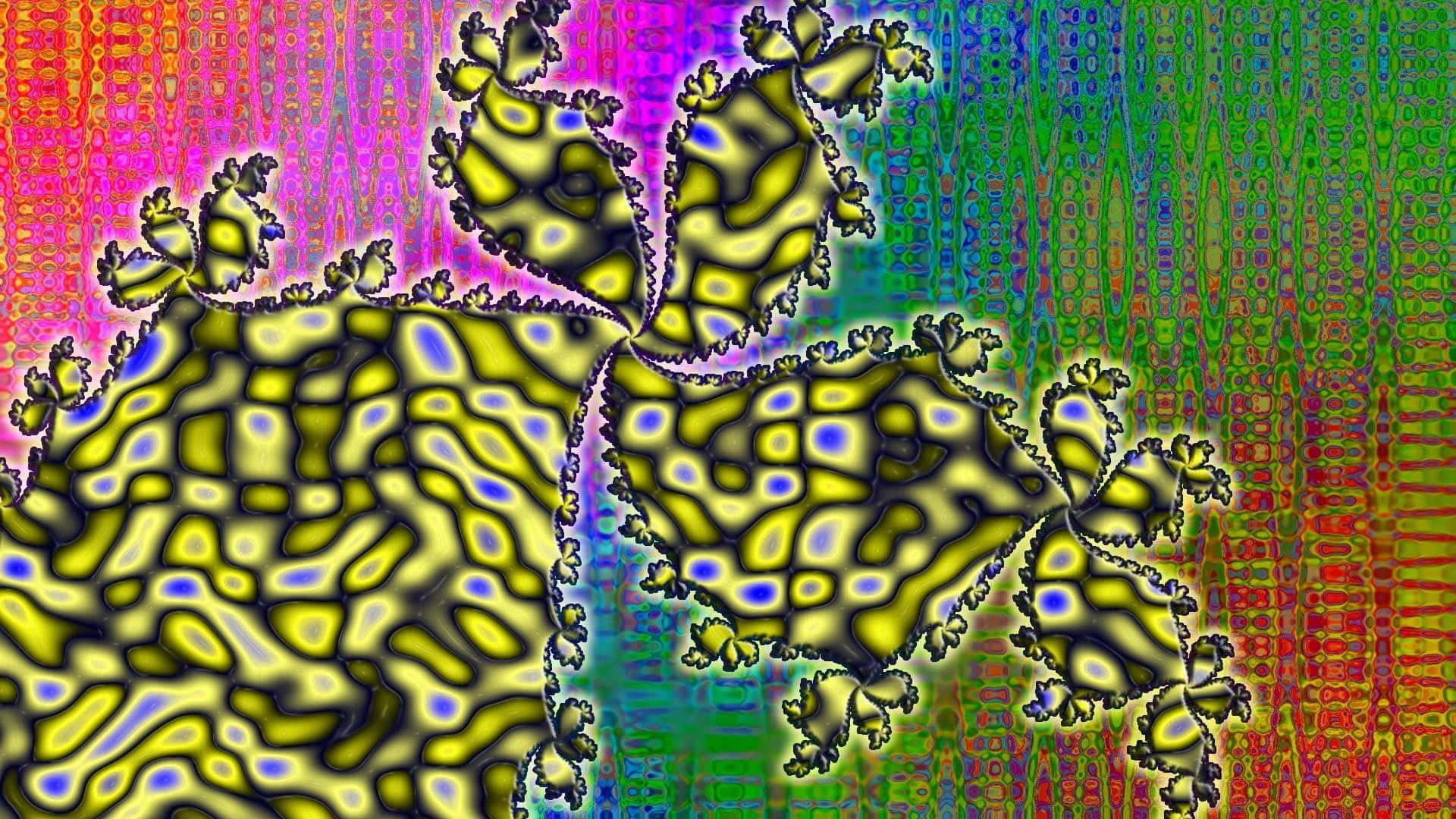 dreamy 桌布 壁紙 — 充滿活力的霓虹綠、紫和紅色的碎形圖案，形成帶有發光有機形狀的複雜數位藝術品。