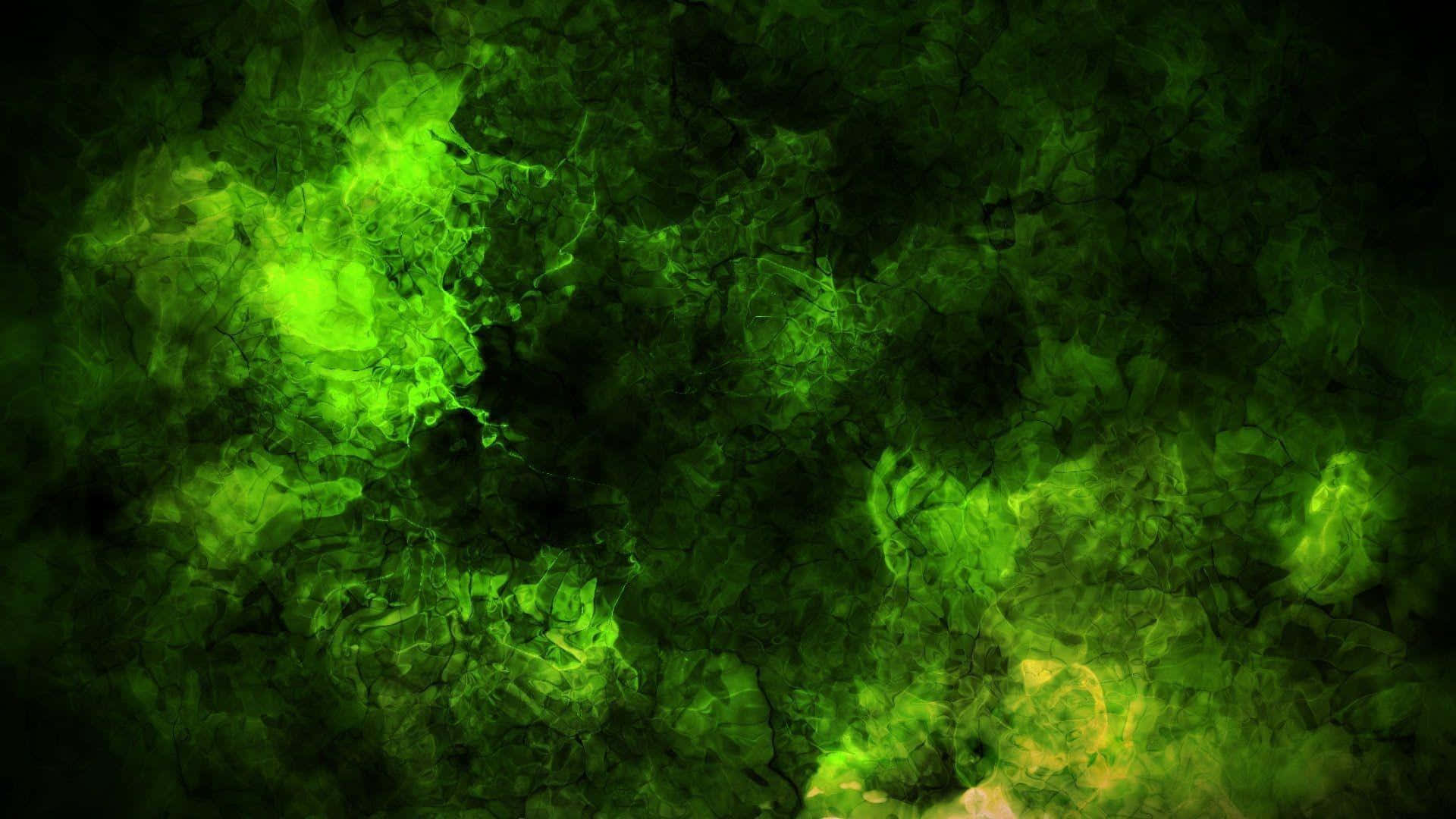 Green Texture 桌布 壁紙 — 充滿活力的霓虹綠色煙霧在深色紋理背景上旋轉，營造出空靈發光的效果。