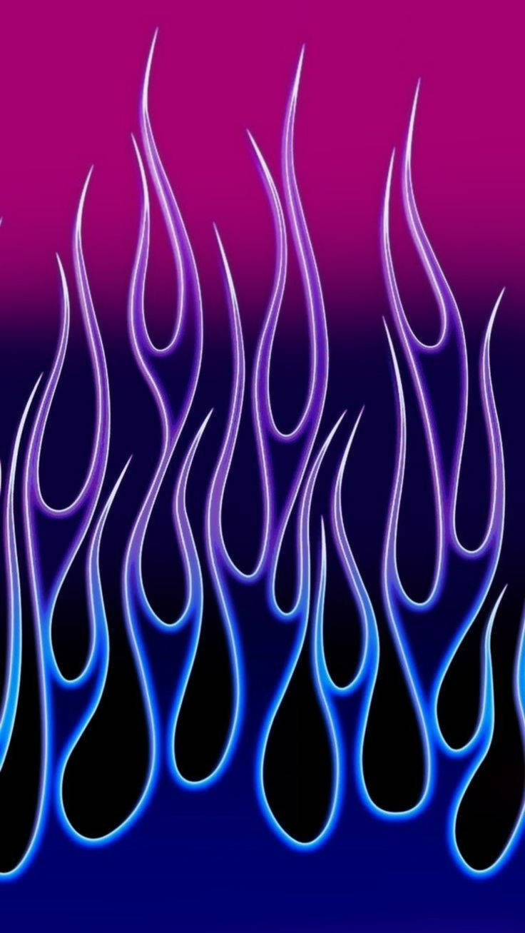Bisexual 桌布 壁紙 — 充滿活力的霓虹藍色和紫色火焰在洋紅色到深藍色的漸變背景上升起。