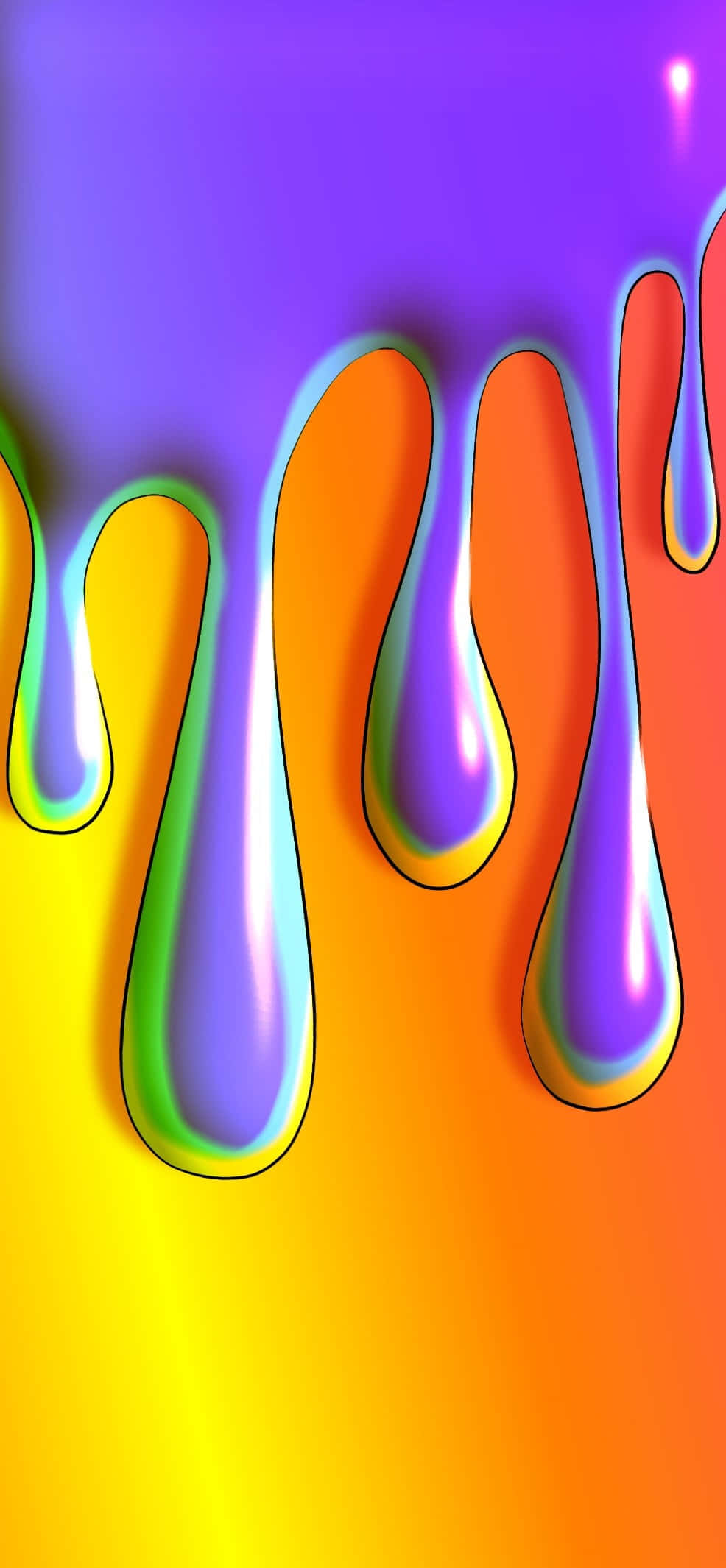 slime 桌布 壁紙 — 充滿活力的霓虹顏料滴在漸變背景上層疊而下，呈現超現實的數位藝術風格。