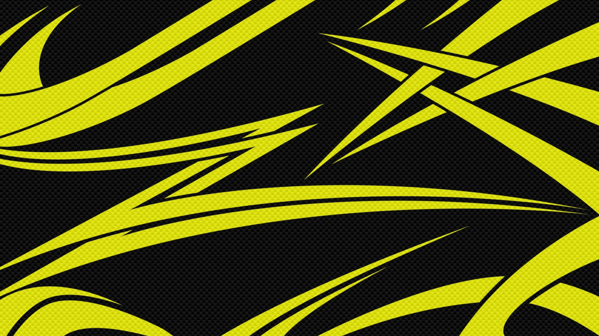 Black And Yellow 桌布 壁紙 — 充滿活力的霓虹黃色抽象條紋動態地劃過紋理黑色背景，構成高能量數位藝術作品。