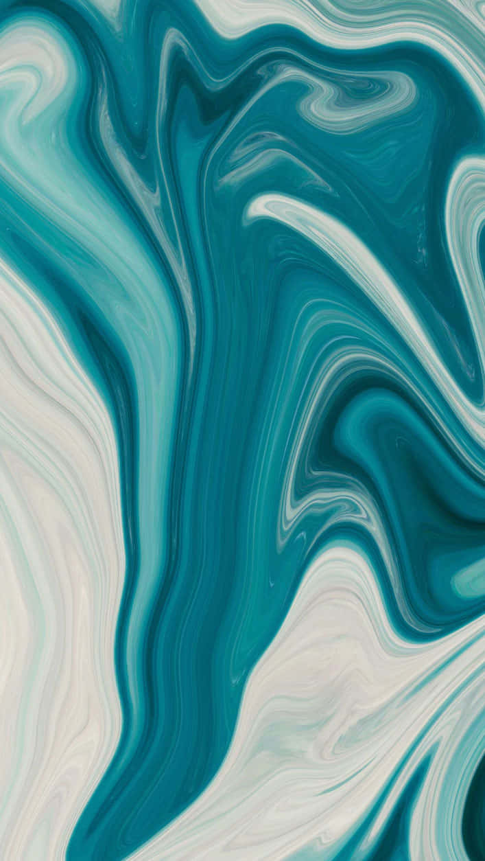 Teal Marble 桌布 壁紙 — 充滿活力的青綠色和白色漩渦在迷人的抽象圖案中動態流動。