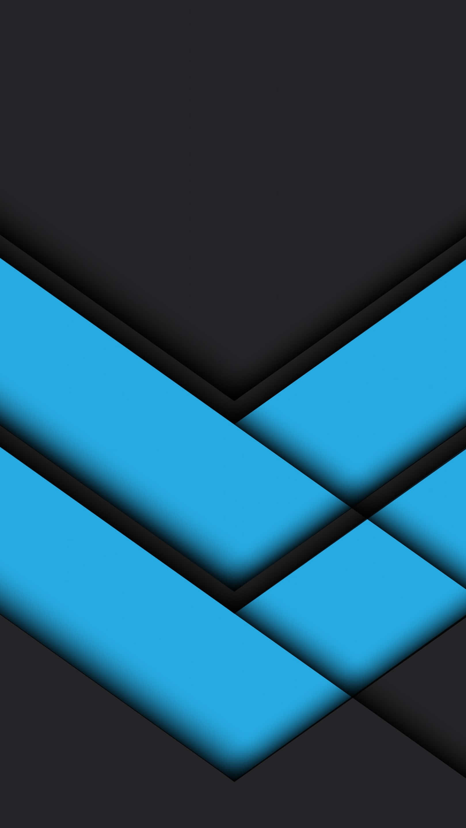 Android Material 桌布 壁紙 — 充滿活力的青色人字形圖案在深黑色背景上形成鮮明對比，呈現大膽的幾何圖案。