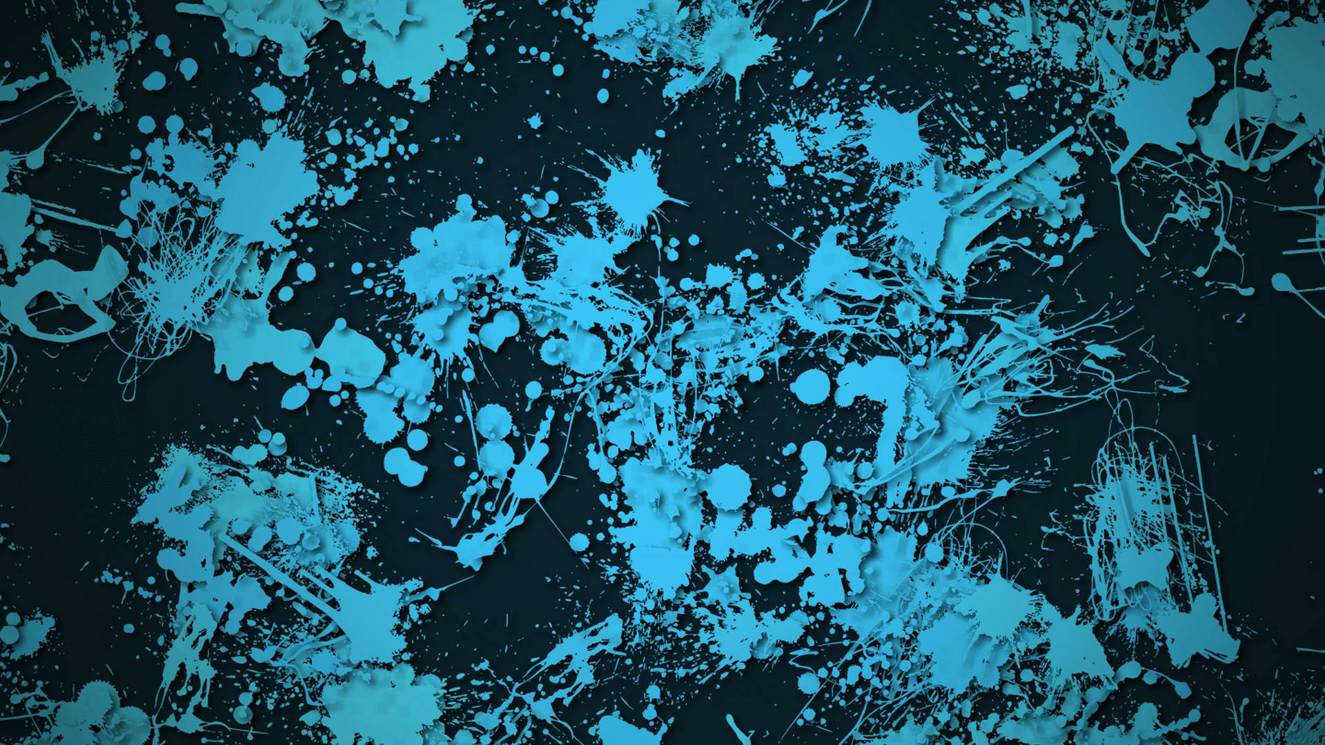 青色GIF 桌布 壁紙 — 充滿活力的青色油漆飛濺在深色紋理表面上爆炸開來，形成動態抽象構圖。