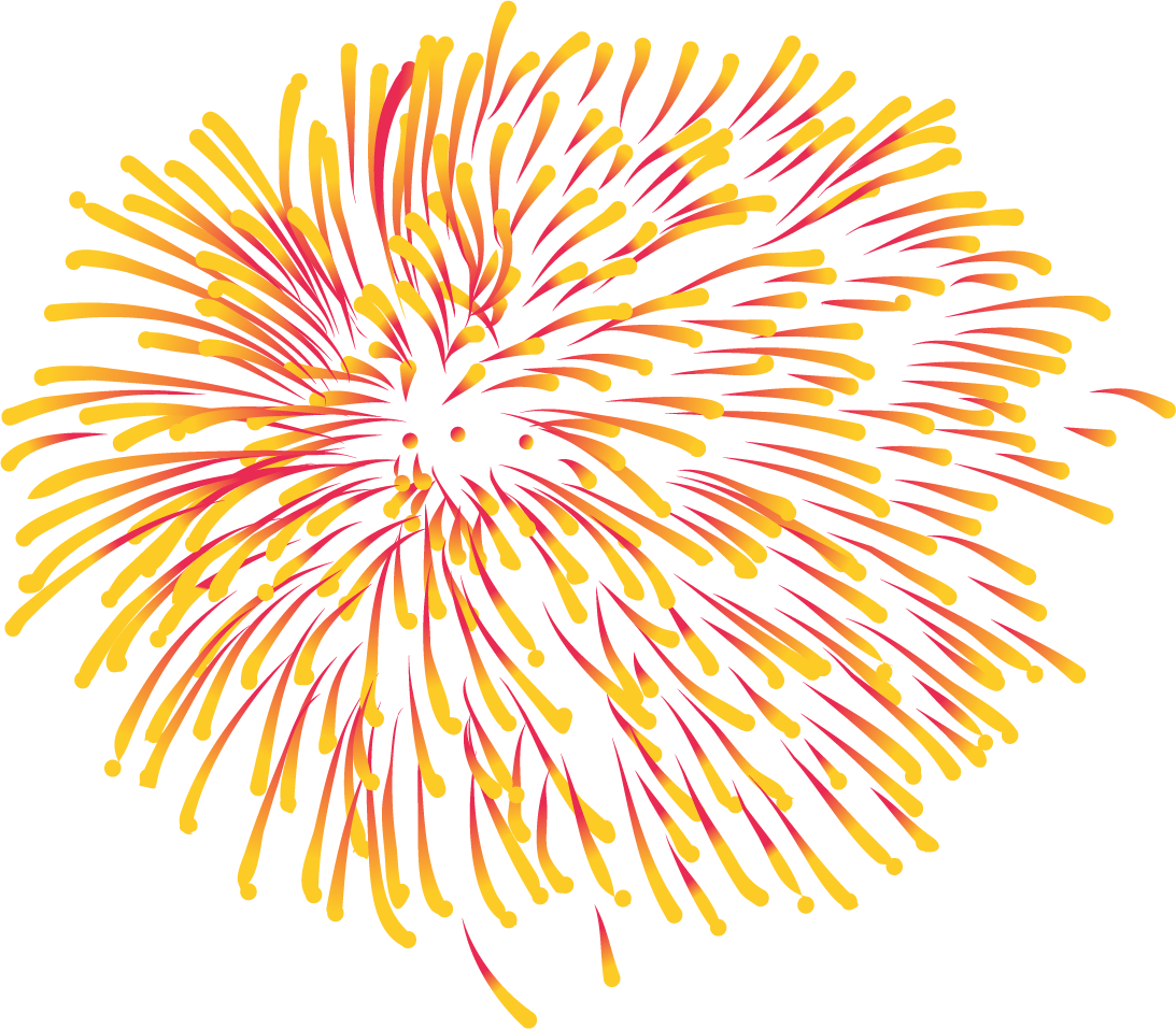 Diwali Fireworks 桌布 壁紙 — 充滿活力的風格化煙火在潔白背景上綻放出燦爛的黃色和紅色條紋。