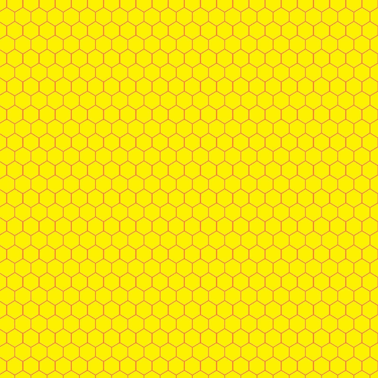 Solid Yellow 桌布 壁紙 — 充滿活力的黃色六邊形網格圖案，帶有細橙色線條，形成無縫重複的幾何設計。