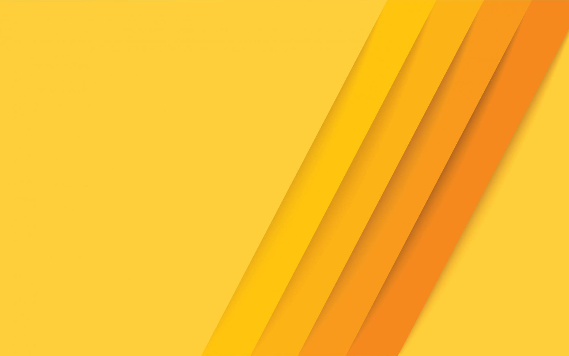 Android Material Design 桌布 壁紙 — 充滿活力的黃色和橙色對角條紋，搭配柔和陰影，創造出現代抽象幾何圖案。