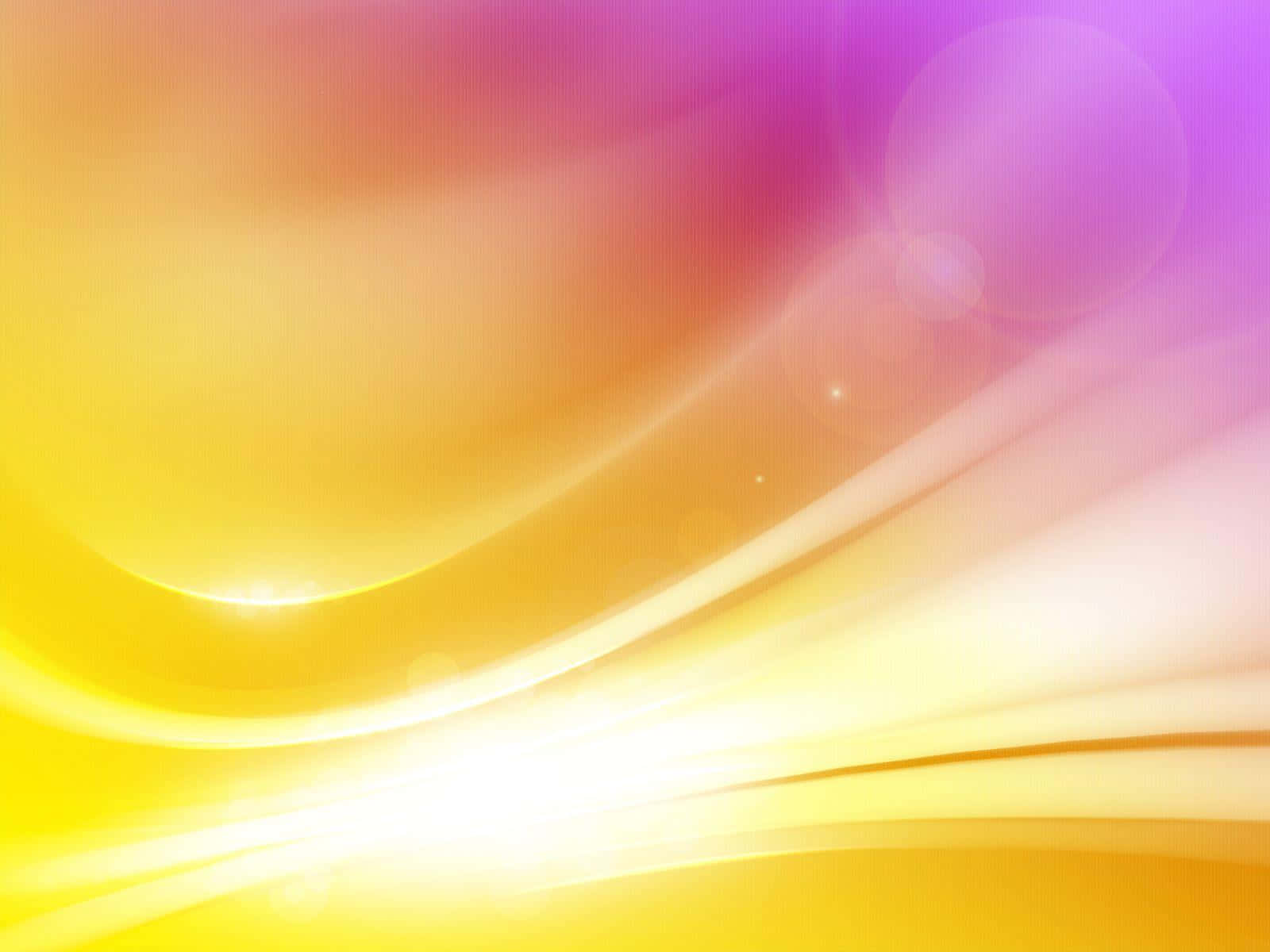 Cool Yellow 桌布 壁紙 — 充滿活力的黃色和紫色抽象漩渦，帶有發光的光條和鏡頭光暈，營造出動感絢麗的背景。