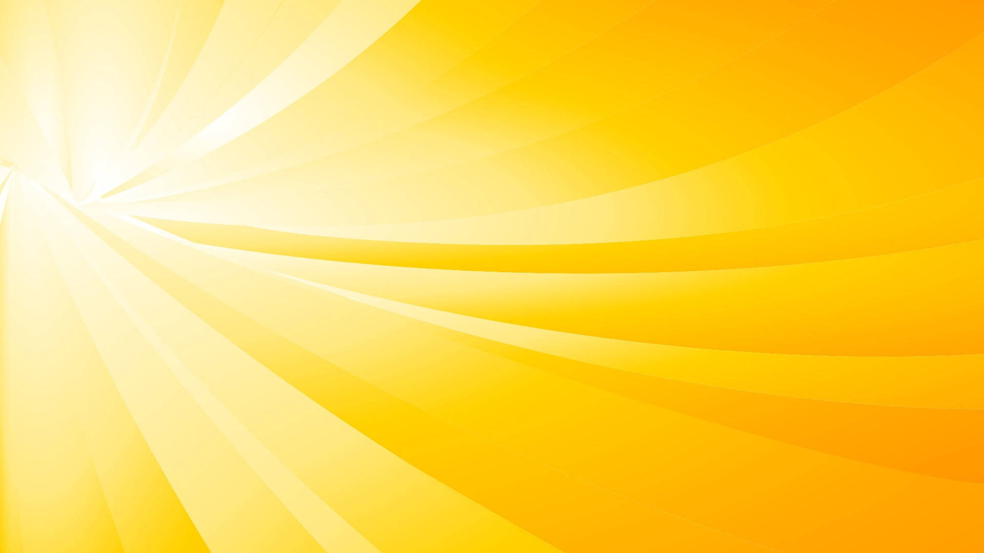 Orange And Yellow 桌布 壁紙 — 充滿活力的黃色抽象背景，帶有從明亮白色中心輻射出的流動彎曲光線。