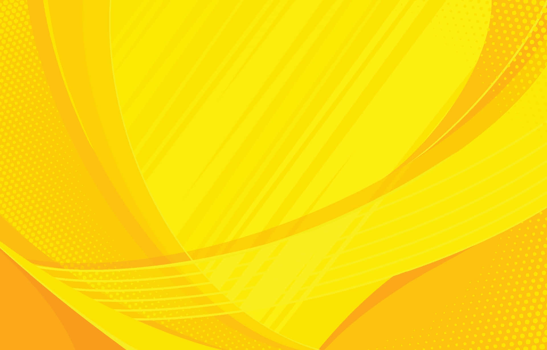Solid Yellow 桌布 壁紙 — 充滿活力的黃色抽象背景，帶有流動的曲線和半色調點狀圖案，營造動態運動感。