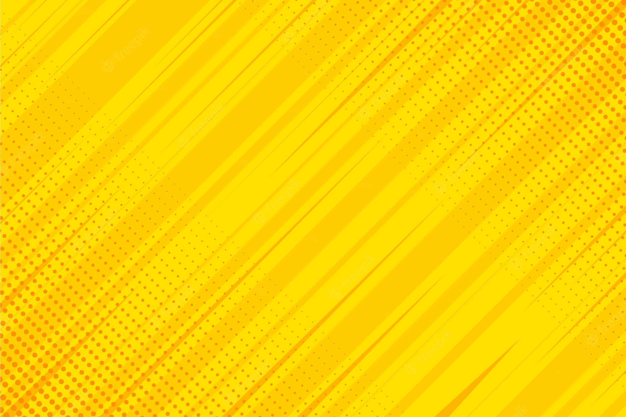 Retro Yellow 桌布 壁紙 — 充滿活力的黃色漫畫風格背景，帶有對角線條和半色調點，營造動態運動感。