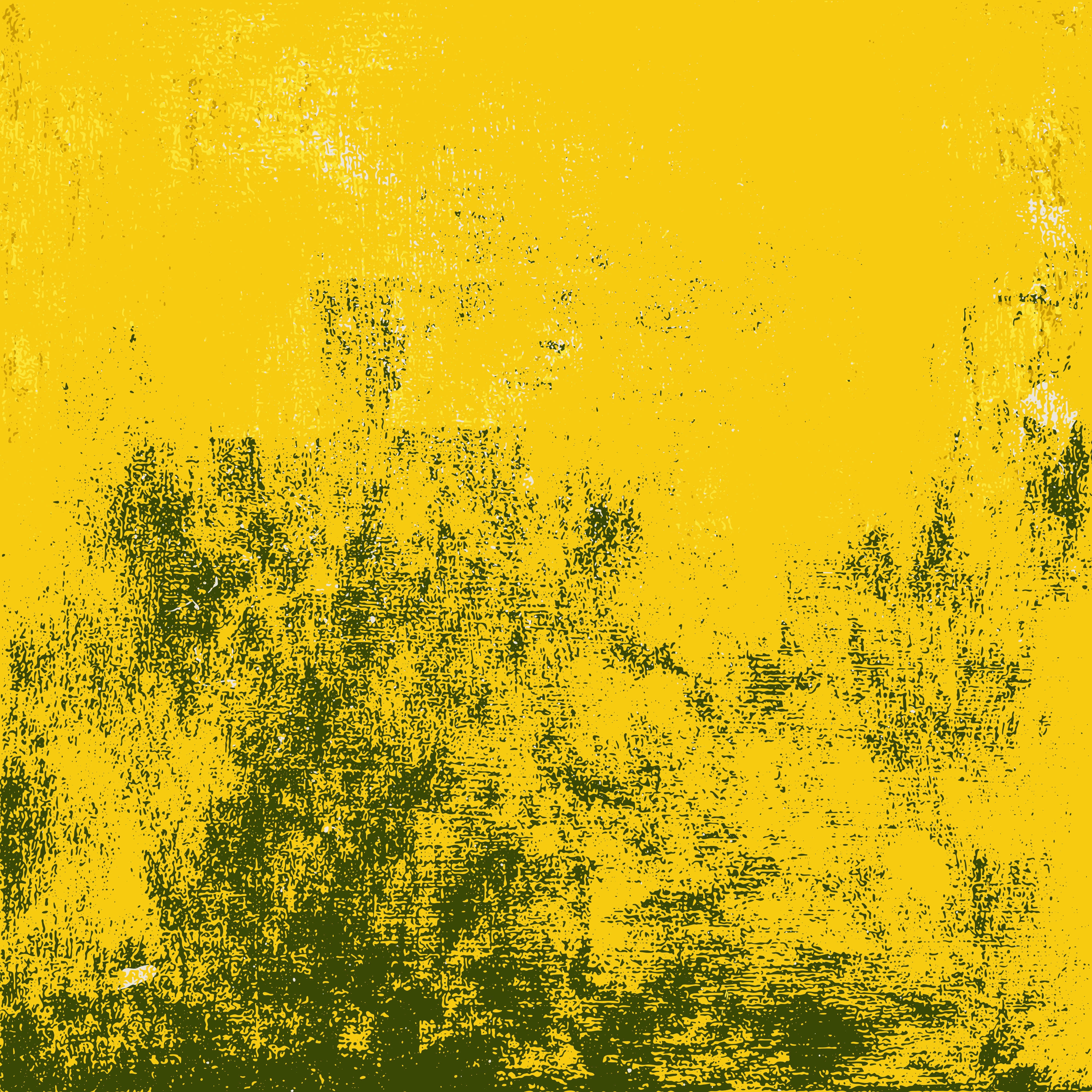 Yellow Grunge 桌布 壁紙 — 充滿活力的黃色牆壁，帶有磨損的綠色油漆飛濺，營造出大膽的紋理抽象背景。