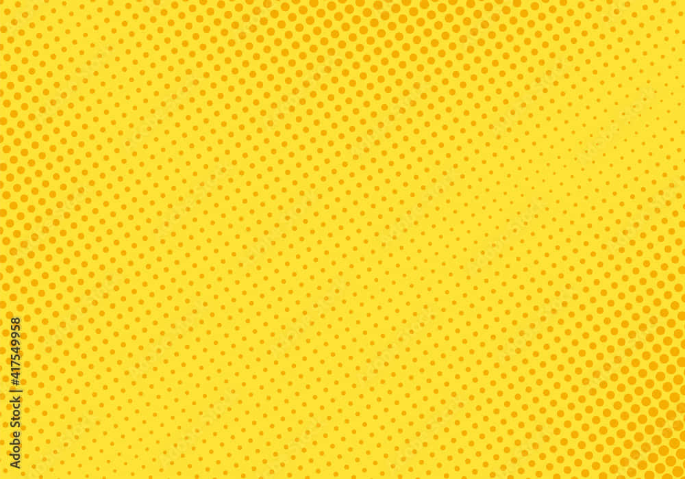 Retro Yellow 桌布 壁紙 — 充滿活力的黃色背景，帶有從密集到稀疏漸變的半色調圓點圖案。