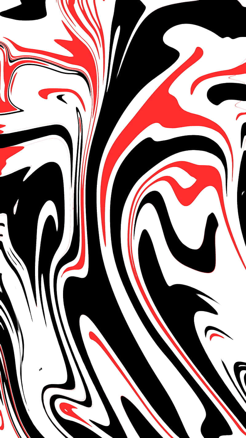 Black White And Red 桌布 壁紙 — 充滿活力的黑、白、紅抽象漩渦在畫布上營造出動態流動感。