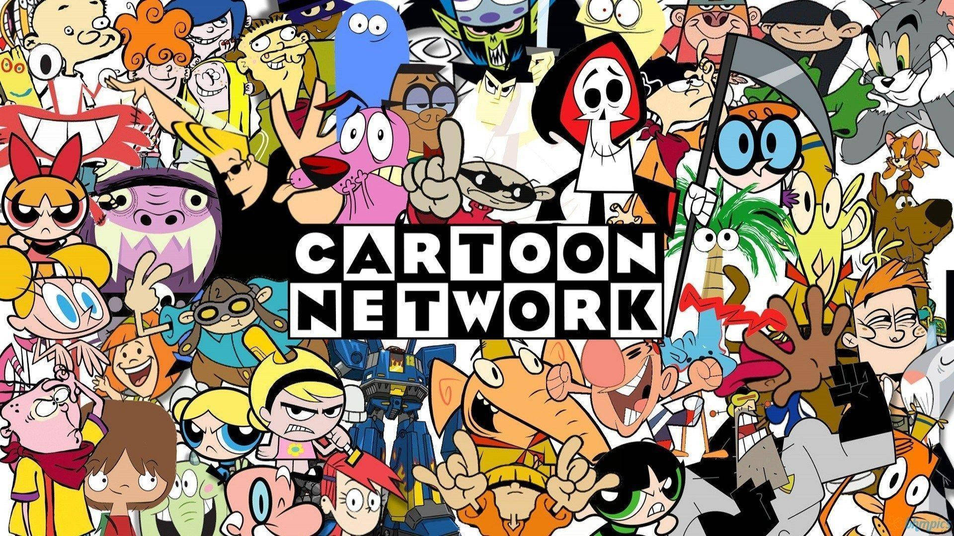 Cartoon 桌布 壁紙 — 充滿色彩能量和俏皮表情的標誌性 Cartoon Network 角色拼貼畫。
