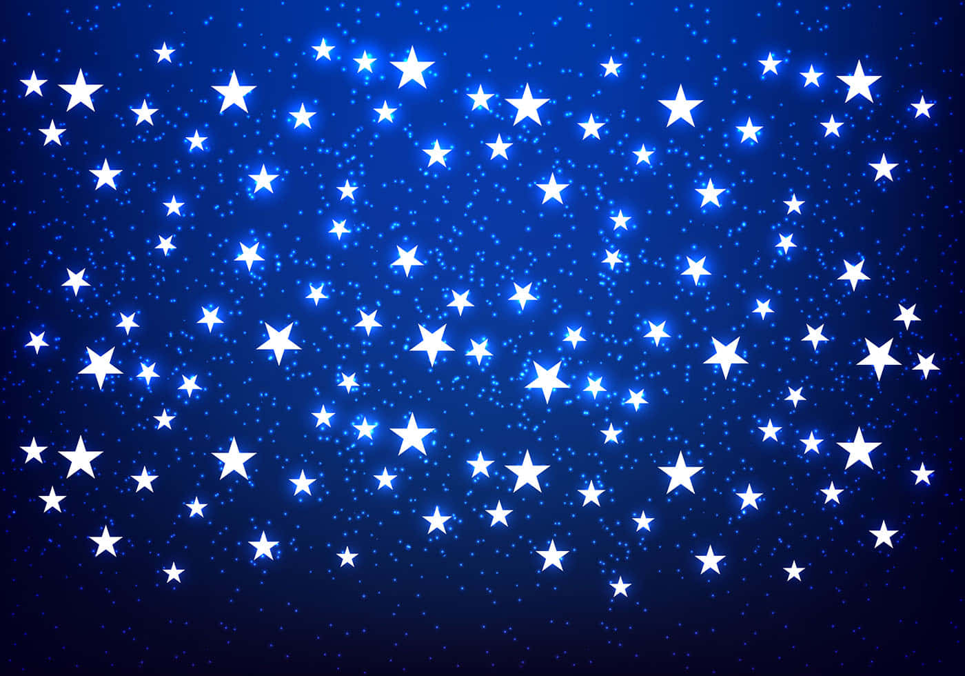 Blue Stars 桌布 壁紙 — 充滿閃爍白色星星和微妙閃爍粒子的鮮豔藍色夜空。