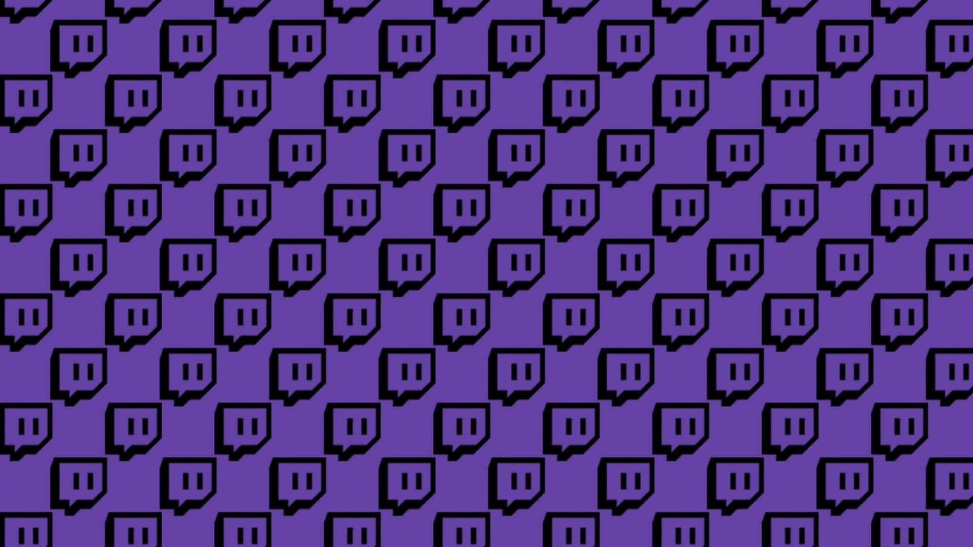 Twitch 桌布 壁紙 — 充滿黑色 Twitch 標誌對話氣泡重複圖案的鮮豔紫色背景。