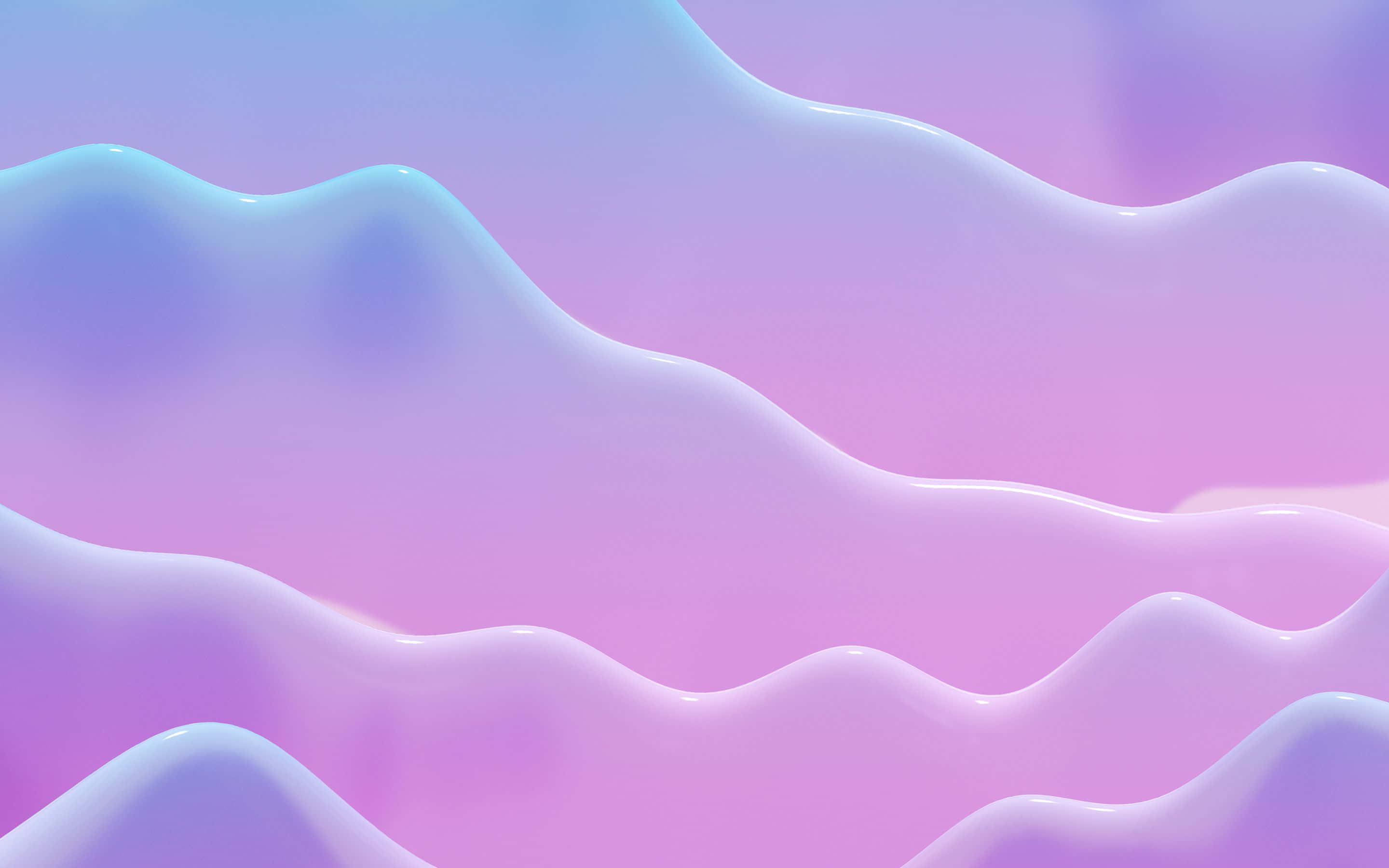 Stream 桌布 壁紙 — 光滑波浪形的淡紫和藍色抽象形態，帶有光澤高光，流過整個畫面。