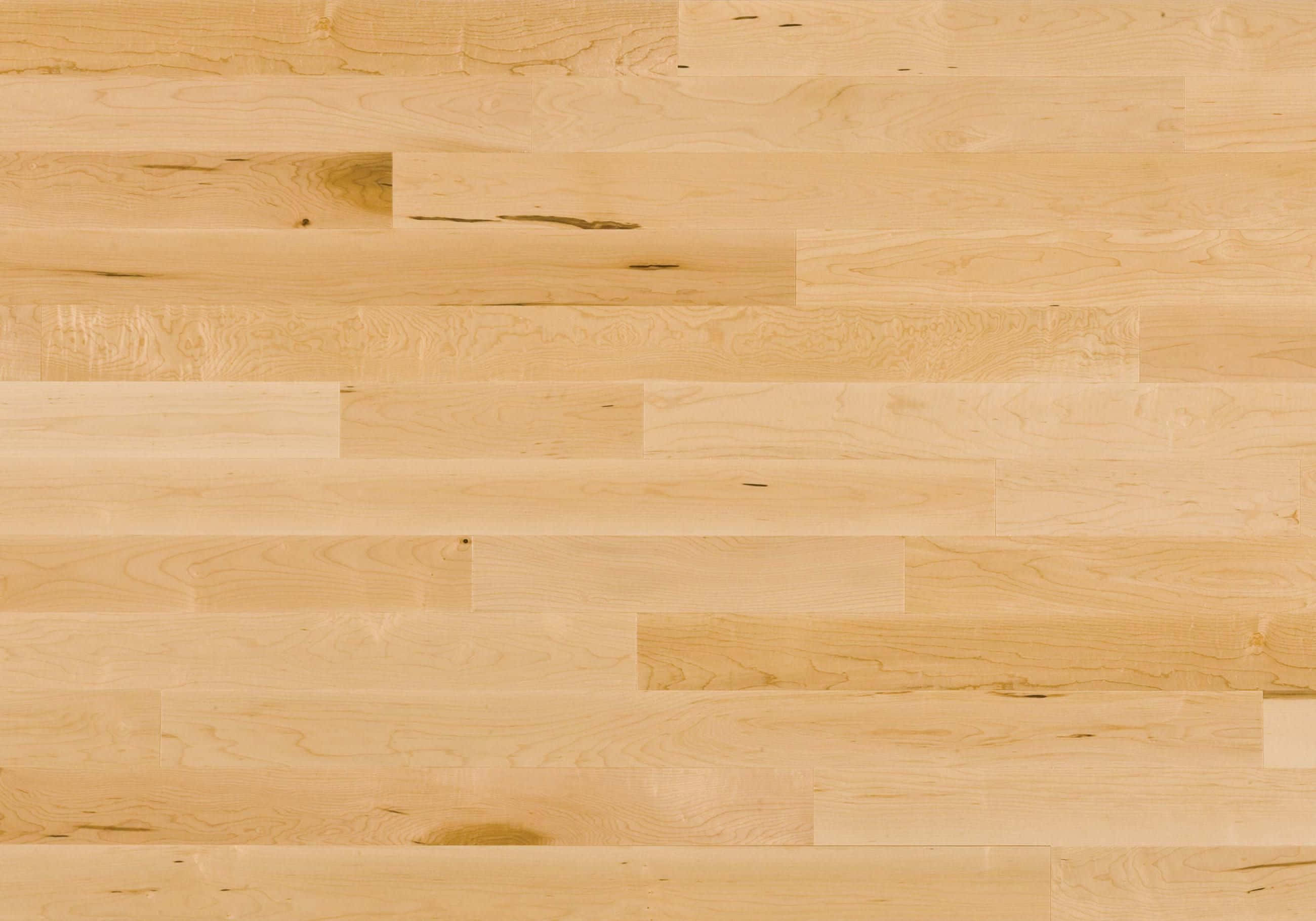 Wood Floor 桌布 壁紙 — 光滑淺色木地板，帶有天然木紋圖案和細微節疤，置於簡潔極簡的環境中。