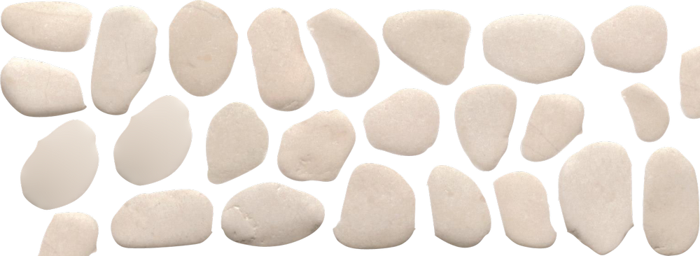 Pebbles 桌布 壁紙 — 光滑的米白色河石以重複圖案排列在純灰色背景上。