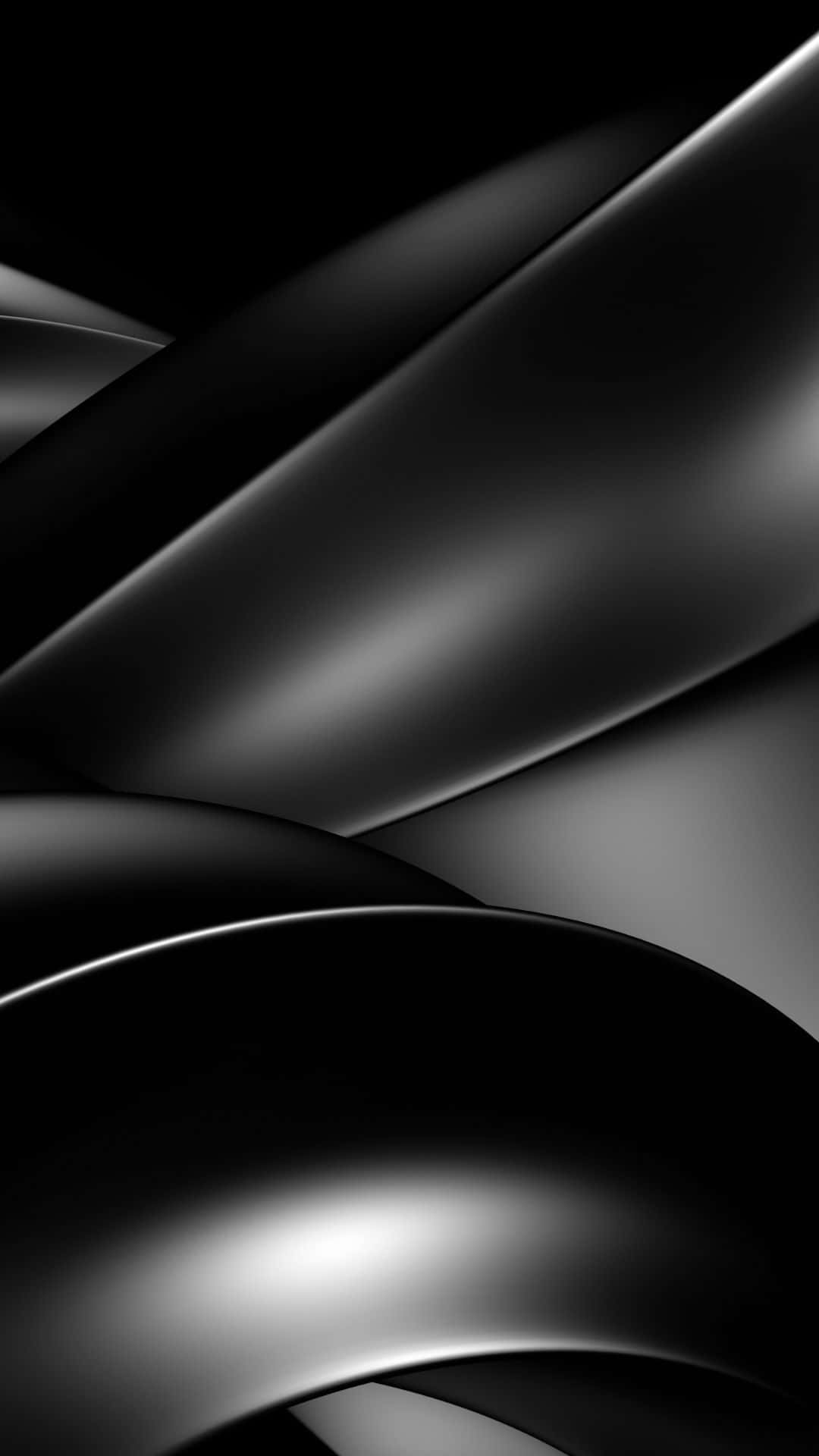 Glossy Black 桌布 壁紙 — 光滑的黑色和灰色抽象曲線搭配柔和的高光，營造出時尚簡約的數位藝術背景。