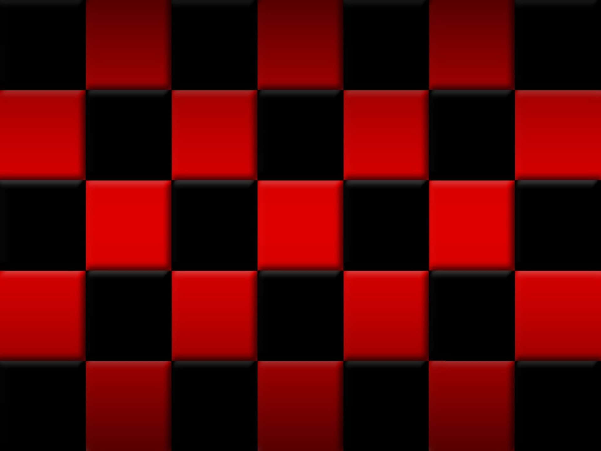 Red Checkered 桌布 壁紙 — 光澤3D立方體的鮮明紅黑格子圖案，打造出引人注目的幾何壁紙。