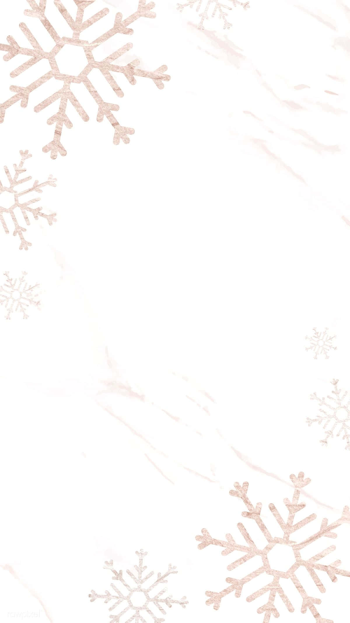 White Phone 桌布 壁紙 — 光澤的玫瑰金色雪花點綴在帶有細微紋理的柔軟白色大理石背景上。