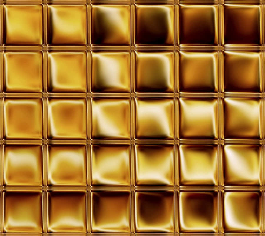 Shiny Gold 桌布 壁紙 — 光澤金色立方體網格，反射光線，帶有溫暖漸變和金屬光澤。